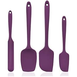 U-Taste Spatule Silicone Cuisine Lot de 4 Set Spatule Cuillère Résistante à la Chaleur 315℃ Spatule Pâtisserie Ustensiles Cuisine avec Noyau d'acier Inoxydable,sans Soudure,Anti-adhé,sans BPA-Violet