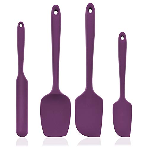 U-Taste Spatule Silicone Cuisine Lot de 4 Set Spatule Cuillère Résistante à la Chaleur 315℃ Spatule Pâtisserie Ustensiles Cuisine avec Noyau d'acier Inoxydable,sans Soudure,Anti-adhé,sans BPA-Violet