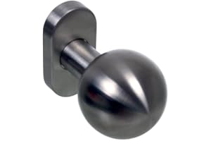 NAJDER Edelstahl Türknopf, Einzeln, Runder Türknopf, Beweglicher Türgriff, Kugelknauf auf Ovalrosette, Rund Edelstahl Türknauf mit einem Satz Befestigungsschrauben (AISI 304)