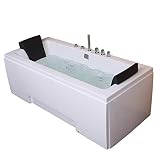 Baignoire balneo ouest-balnéo rectangulaire 170cm x 75cm x 60cm (1 spot Led 7couleurs, 8 jets massant, blanche, prête à l'emploi) spa jacuzzi petite baignoire à bulle certification TUV allemande