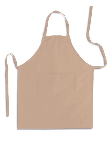 Küchenschürze - Grillschürze - Latzschürze, CREME, 100% Baumwolle, 70 x 85 cm, mit verstellbarem Nackenband und aufgesetzter Tasche vorne.
