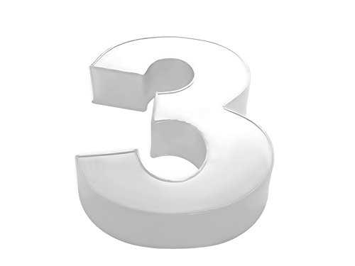 EURO TINS Gro? Zahlen-Backform DREI (3) f?r Geburtstag, Jubil?um (Gr??e 36 x 25 cm ? 7,5 cm tief) - 2