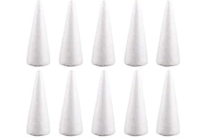 Holibanna cônes de Mousse styrofoam en Forme de cône Artisanat Blanc Table de Arbre de Noël pièce maîtresse Arrangement de Fleurs Accessoires 10pcs 18.5cm