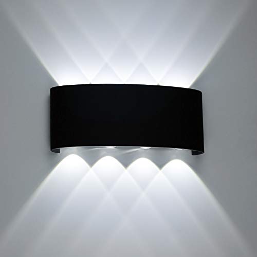 Erwei - Lampada LED da parete per esterni e interni, impermeabile, angolo di diffusione 120°, IP65, design moderno, Up and Down, impermeabile, in alluminio Schwarz 8w Kaltweiß