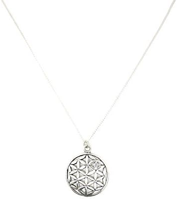 Silver Flower of Life Necklace, 925 Sterling Silver Scared Geometry Flower of Life Pendant