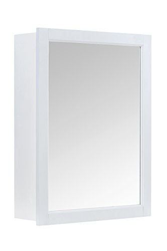 Premier Housewares Wall Cabinet with Mirrored Single Door, 66 x 51 x 16 cm - White