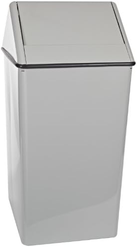 Witt Industries1411HTSL Stainless Steel 21-Gallon Waste Watcher Hamper and Swing Top Receptacle, Square, 15" Width x 15" Depth x 38" Height, Slate