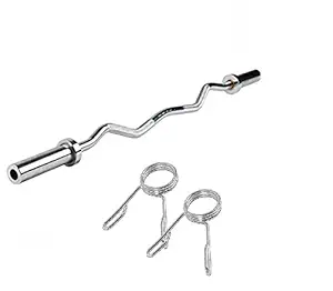 Body Maxx 3 Feet Olympic Professional Curl Barbell Rod with 2 Locks