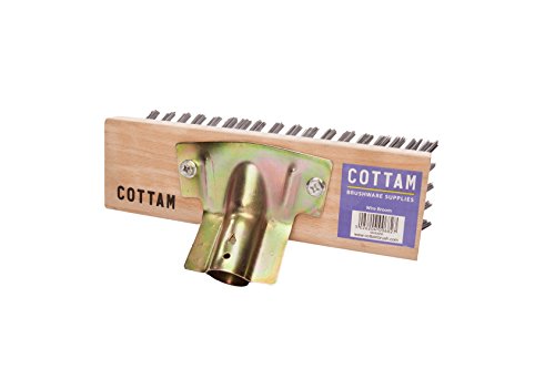 Cottam iwi00055 9 Zoll Heavy Duty Stahl Draht Besen Kopf mit Holzrücken und Zink vergoldet Steckdose – Holz - 2