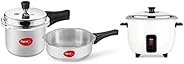 Pigeon by Stovekraft Mini Combi Aluminium Cookware Set, 2-Pieces (2+3 Litres), Silver