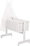 roba Berceau complet, berceau 'Fox & Bunny' (40x90cm) en bois, laqué blanc, berceau avec fonction basculante et fixe, set berceau qui comprend le linge de berceau complet