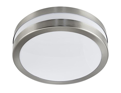 Searchlight 2641-28 Flush Round Outdoor Ceiling Light in Stainless Steel with Polycarbonate Diffuser