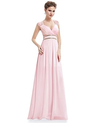 Ever Pretty Robe de Soiree Robe de ceremonie Maxi Elegante Col V 38 Rose EP08697PK06