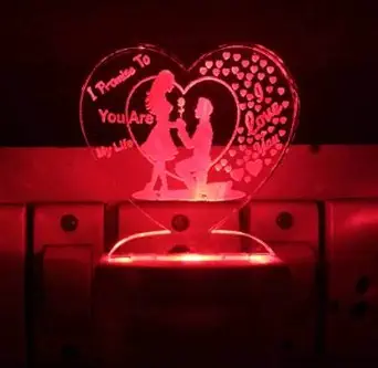 3D Illusion for 7 LED Colors Changing Lighting Touch USB Charge Table Desk Bedroom Decoration Decorative Lighting Gifts for Boys Girls Kids Baby Friends (Love) Night Lamp (15 cm, Multicolor)