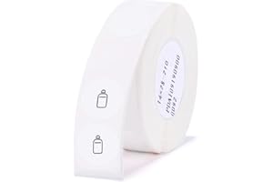YULINCA Nastro per Etichette Compatibile per NIIMBOT D11 D110 D101, Carta per Stampante di Etichette Adesivo Antigraffio Antiolio Impermeabile 14x28mm (Rotondo Bianco)