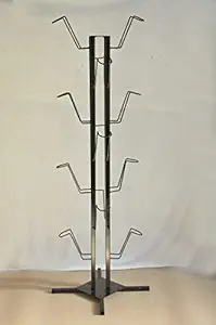 GLOBAL DESIGNERS-Helmet Stand for All Branded Helmets -MILDSTEEL -for Office Home Helmet STORAGE-metal-16 Helmets Capacity -Black Powder Coated- 5 feet Height