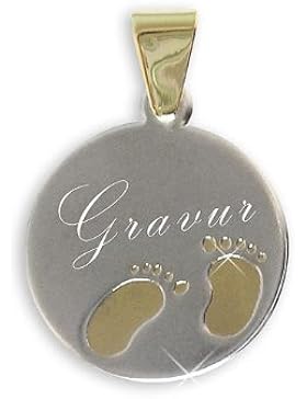 Taufanhänger Babyfüsse echt 14 Karat Gold 585 (Art 201015/022) GRATIS-SOFORT-GRAVUR