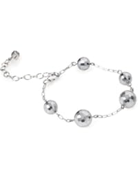 Misaki QCRBSIRIUS - Pulsera de mujer de plata de ley con perla sintética, 20 cm