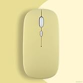 Apple Macbook İle Uyumlu Şarj Edilebilir Sessiz Mouse Bluetooth + 2.4Hz Wifi Kablosuz Mouse Fare Sarı