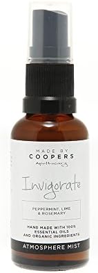 Made By Coopers Peppermint, Lime, Rosemary Invigorate Natural Room and Linen Spray With High Grade Essential Oils 30ml Glass Bottle