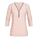 Produktbild Strung Damens Casual Sweatshirt Frauen V-Ausschnitt Kapuze Reißverschluss Lose Sweater Bluse Tee Oberteile Mantel Hoodie Herbst Jumper Langarm Jacke Tunika Top Jumper (Rose ,S)