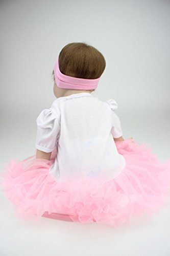 Nicery Reborn Baby Doll Soft Simulation Silicone Vinyl 22inch 55cm Magnetic Mouth Lifelike Toy Smile Princess Girl Pink Dress