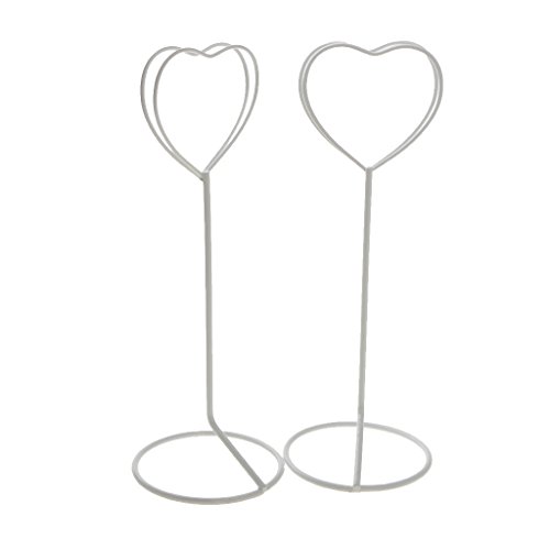 Generic Tischkartenhalter – Platzkartenhalter – Kartenhalter – Memohalter – Fotohalter – Herz Form – aus Metall – Hochzeit Tischdekoration – Set of 5pcs – Weiß - 4