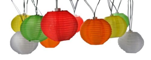 LED Solar Lampion Lichterkette Lampionkette bunte Lampions Partylichterkette 10er