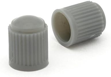2x Grey Plastic Tyre Valve Dust Caps Schrader Type Universal Fit Motorcycle Scooter Dirt Bike Quad Car