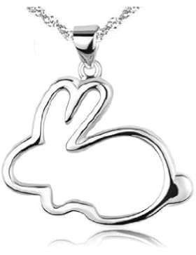 findout Fashion einfachen kleinen weißen Kaninchen Sterling Silber Halskette(f290)