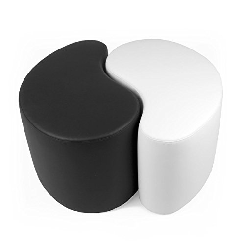 Yin & Yang Black and White Arketi com Pouf Style High Density Polyurethane Foam L84 x W51 x H40 cm – Three Models Black and White
