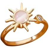 D&ouml;ner G&uuml;neş Fig&uuml;rl&uuml; Ayarlanabilir Paslanmaz &Ccedil;elik Anti Stres Y&uuml;z&uuml;k &ndash; Spinner Ring Şık Tasarım Gold Kaplama