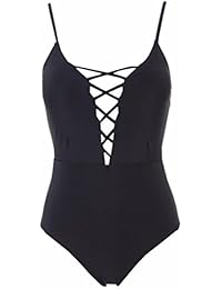 2018 Mujer Bikinis, ❤Ba Zha Hei Verano Ropa de Baño Dama Tira Impresión Vendaje Hacer Subir Traje de baño de color puro Baño sexy deportivo Conjuntos mujer