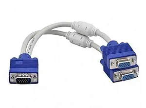 REC Trade VGA 1 Male to Dual 2 VGA Female 15 Pin VGA Monitor Y Splitter Converter Adapter Cable Video Cord VGA Monitor Y Splitter Cable.