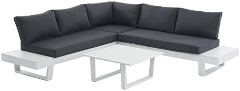 Bramblecrest Biarritz Modular Sofa with Coffee Table, White, 80 x 169 x 54 cm