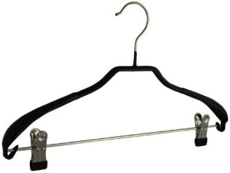 5 x Jacket / Suit hanger with black non-slip, trouser bar with adjustable chrome finish non-slip clips and wide shoulders (35 mm), 40 cm