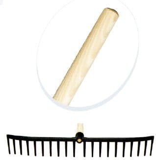 Plastic Rakes with 54" Wooden Handle - Pack of 10
