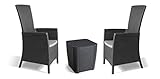 Allibert by Keter Vermont Rattan Reclining Duo Coffee Outdoor Garden Furniture Set - Graphite with Grey Cushions (Garden &amp; Outdoors)