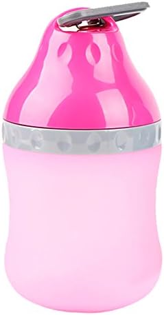 Portable Silicone Folding Pets Bottle, Collapsible Pet Travel Water Feeder Bowl Outdoor Canteen Kettle with Carabiner Clip for Dog, Cat, Puppy, Kitten (M, Pink)