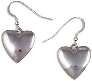 Poldark Cornish Tin Bella Heart Drop Earrings with Sterling Silver Hooks