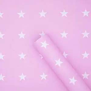 Wolpin Wall Stickers Wallpaper for Kids Room Decoration (45 x 500 cm) Baby Girls Boys Room, Nursery Creative Stars, Anti Stain Self Adhesive, Pink