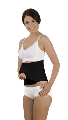 Carriwell Adjustable Organic Cotton Belly Binder (Small/ Medium, Black)