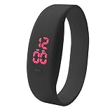 good01 Exquisite Armbanduhr Casual Solid Color Silikon Band Digital LED Unisex Sport Armbanduhr Armband, Schwarz