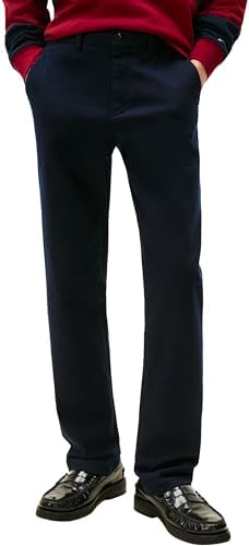 Tommy Hilfiger Uomo Pantaloni Chino Brushed Twill Straight Fit, Blu (Desert Sky), 32W/34L