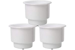 YEHEI 3Pcs Encastré Goutte dans Un Gobelet en Plastique Porte-Bidon avec Drain pour Bateau Voiture Marine RV (Blanc)