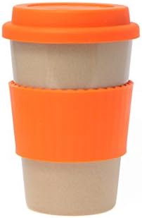 Reusable coffee cup Large Travel Mug 380ml Eco Friendly mugs BPA Free Takeaway cups to go made of rice husk fibre 14oz (Orange Chocolate, 380ml)