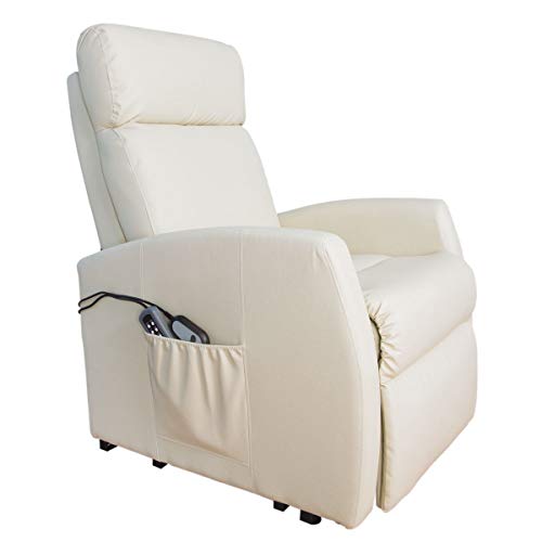 Cecotec Poltrona relax massaggiante Levanta persone Compact. Funzione calore. 5 programmi. 3 tocco. 8 Motori. Doppio Telecomando. Ruote. Finta pelle di alta qualità. Tasca Vetrini. beige