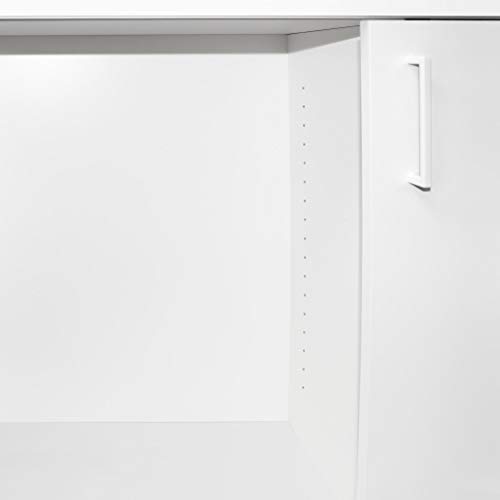 PROFI Aktenschrank abschließbar 5OH Weiß Schrank Büroschrank Schiebetürenschrank - 8