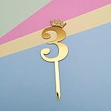Partysanthe Gold Number 3 Cake Topper Happy Birthday Cake Topper ...
