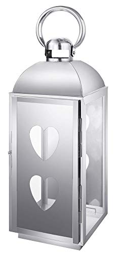 Aquaristikwelt24 Edelstahl Design Laterne CCD-9626 Größe M Glas Metall Windlicht Gartenlaterne